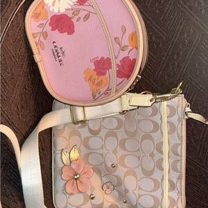 Coach Pink and Cream Floral Crossbody Bags